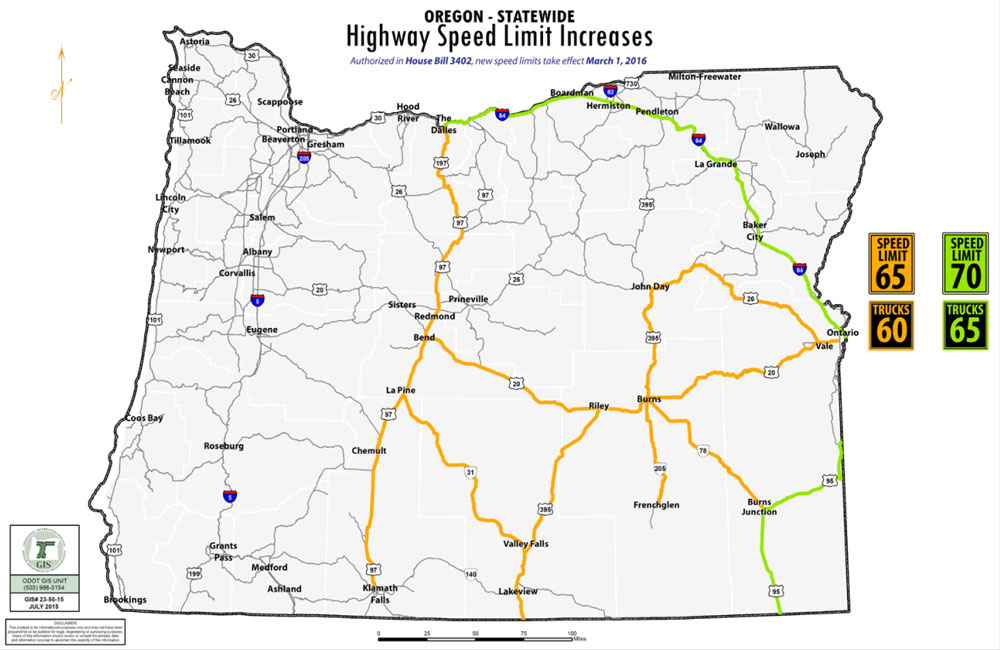 Oregon Highway Speed Limit Increase